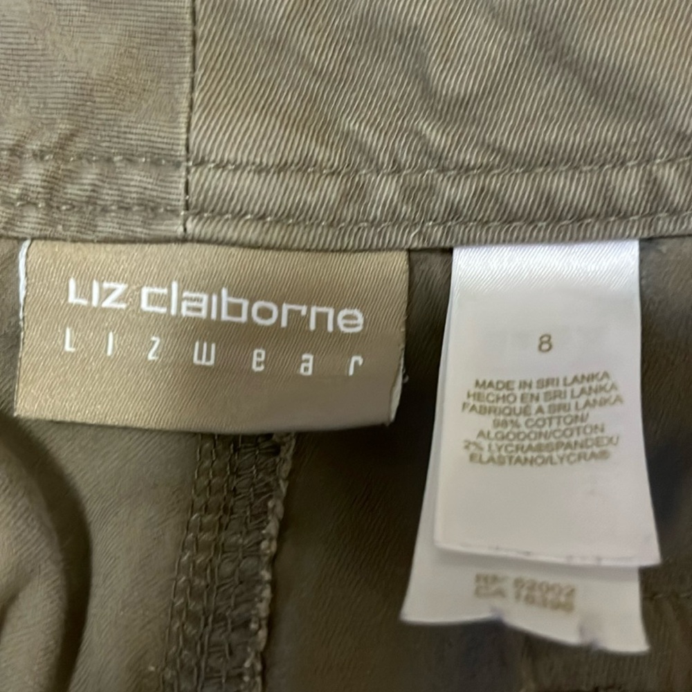 Liz Claiborne Vintage Army Olive Avacado Green Low Rise Cargo Utility Capris 8 - Picture 6 of 16